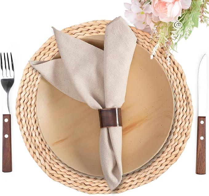 Linen Flax Cotton Cloth Dinner Napkins Set of 12 – 18x18 Natural Hemstitched Reusable Fabric Napkins for Weddings, Parties, Dinners & Table Décor – Elegant & Durable HOMIDATE