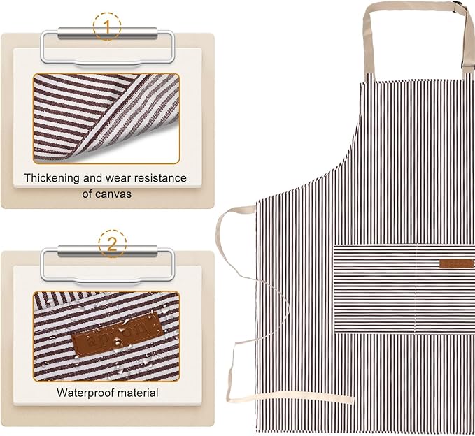 2-Pack Aprons for Women Men with Pockets, Adjustable Bib Kitchen Apron, Chef Aprons for Cooking Baking BBQ