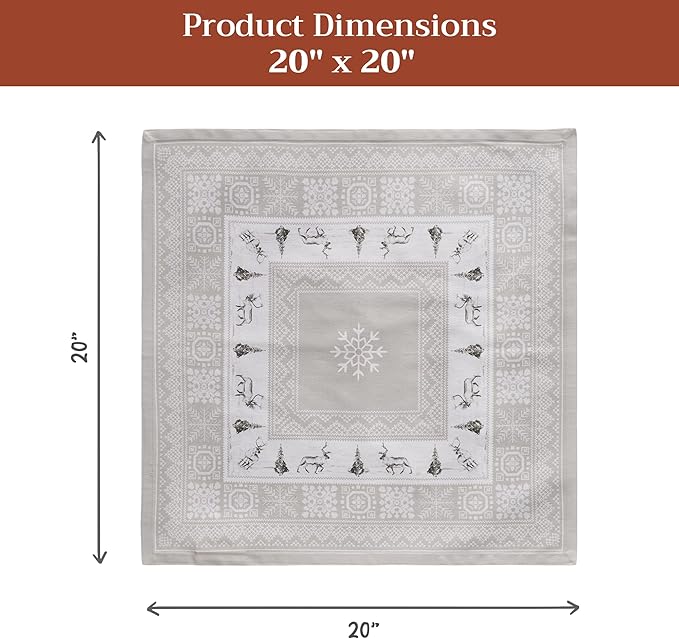 Maison d' Hermine Cloth Napkins Set of 4 100% Cotton for Thanksgiving Christmas Decorations Everyday Reusable Square Fall Napkins Cloth Washable Dinner Party (Cozy Christmas, 20"x20")