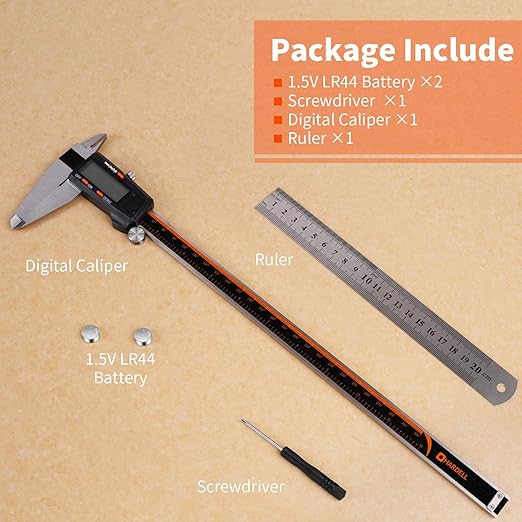 Digital Caliper 12 Inch,HARDELL Caliper Measuring Tool with Large LCD Screen,Electronic Digital Vernier Caliper Auto-Off Feature,Inch/MM/Fraction,Digital Ruler for 3D Printing/Jewelers/Woodworkers