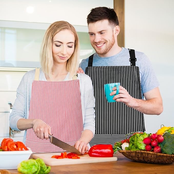 VALOME 2 Pack Kitchen Aprons, Apron for Cooking with 2 Pockets, Unisex Adjustable Neck Strap Chef Aprons for Men Women
