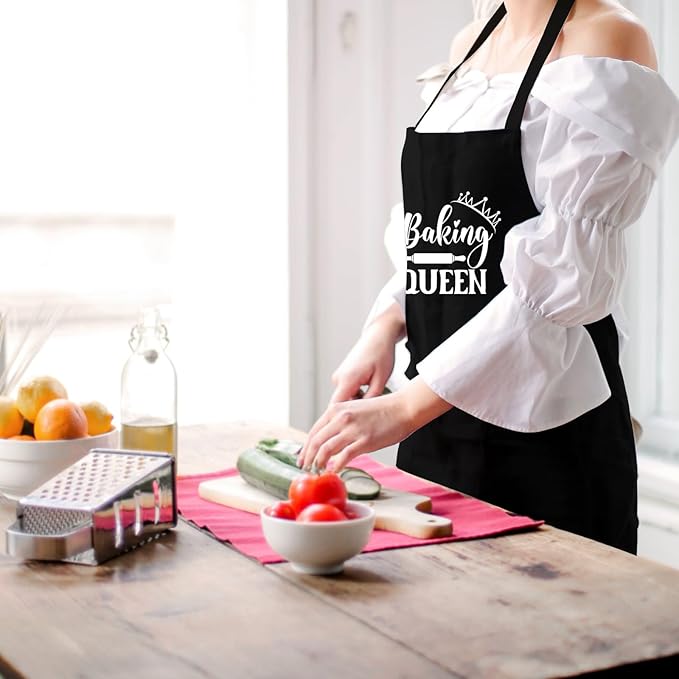 Funny Waterdrop Resistant Aprons for Women with 2 Pockets, Adjustable Bib Chef Kitchen Apron for Cooking Baking