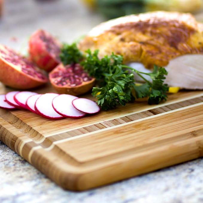 Totally Bamboo Dominica Large Cutting Board with Juice Groove, 20-5/8" x 12-1/2"