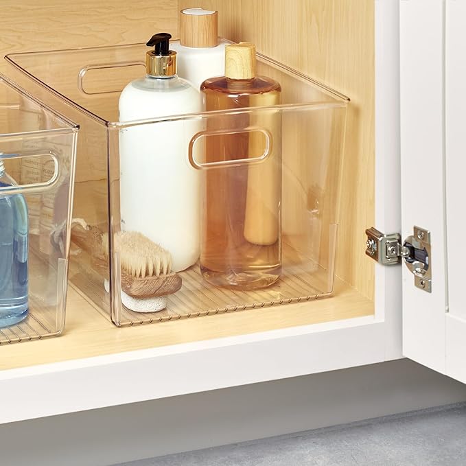 iDesign Storage Bins with Handles - Organize Kitchen, Bathroom, or Home Office - Set of 8 - Clear