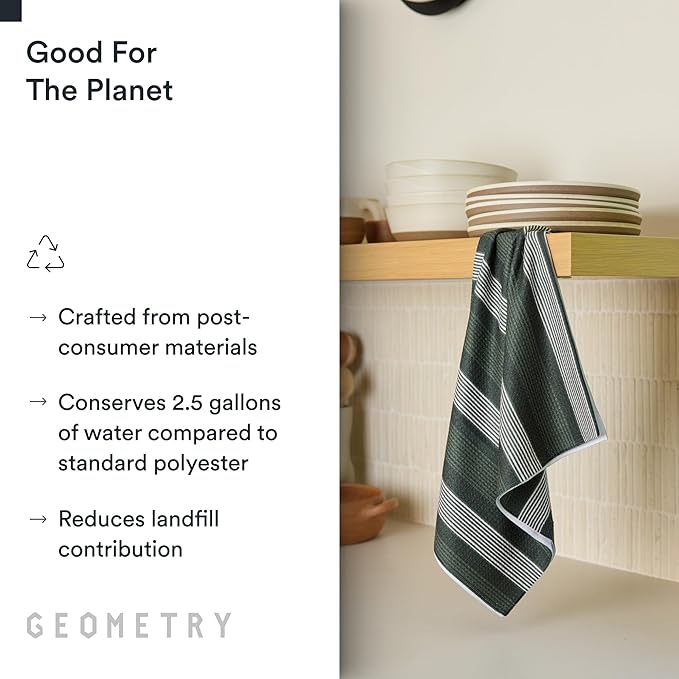 GEOMETRY Kitchen Tea Towels - Quick Dry Microfiber Dish Towels for Kitchen - Meadow 18" x 30" - 5 Pack