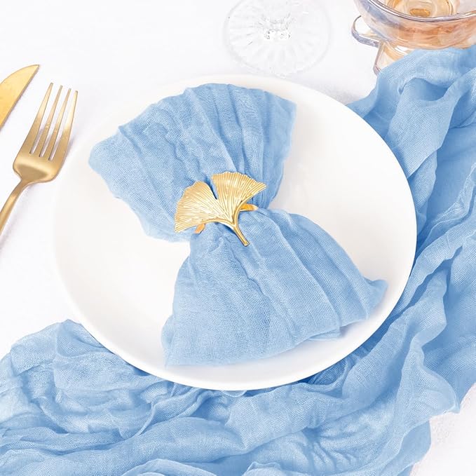 DeZerlor 30 Pack Light Blue Cheesecloth Napkins Christmas Cloth Napkins Set of 30 Baby Blue Holiday Dinner Napkins Bulk 21x21 Inches for Wedding Bridal Shower Baby Shower Xmas Parties