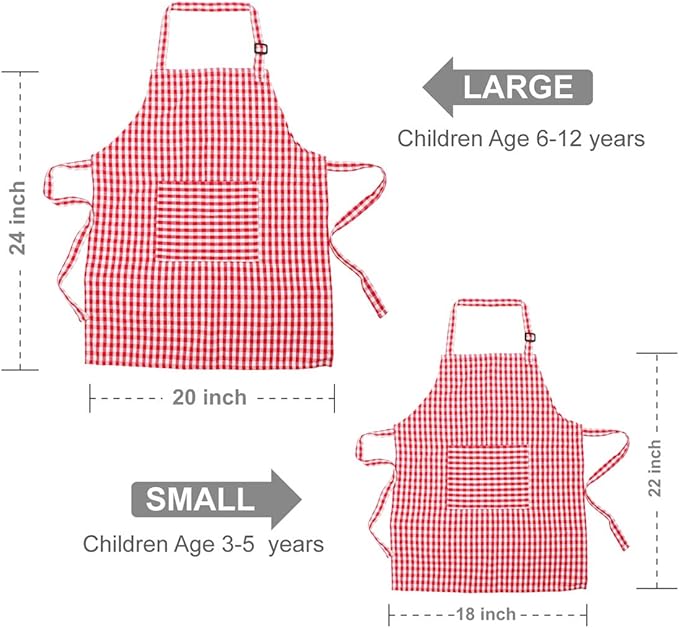 Jennice House Kids Apron and Chef Hat Set, Cute Children Baking Aprons for Cooking Baby Baking Aprons