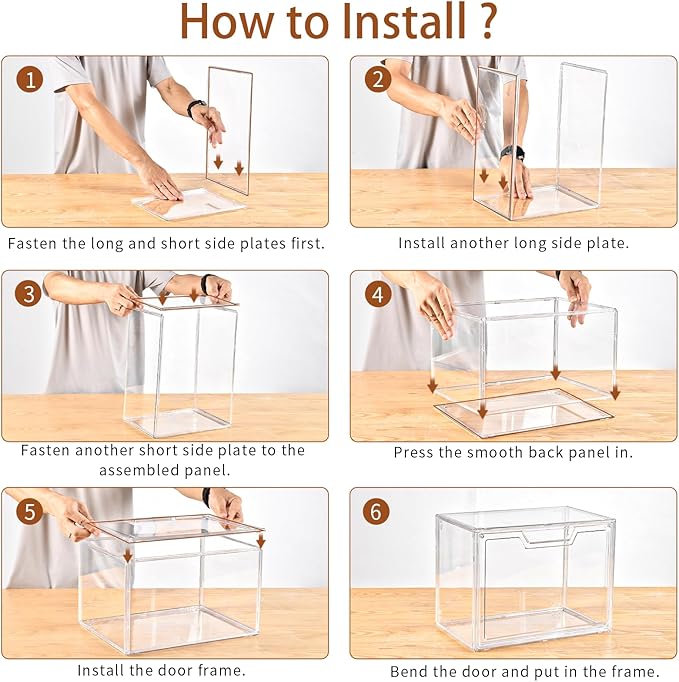 Freebat Stackable Storage Bins, Clear Acrylic Display Case, 5-Pack Acrylic Boxes with Lids, Clear Storage Containers Storage for Handbags, Collectibles & Figures