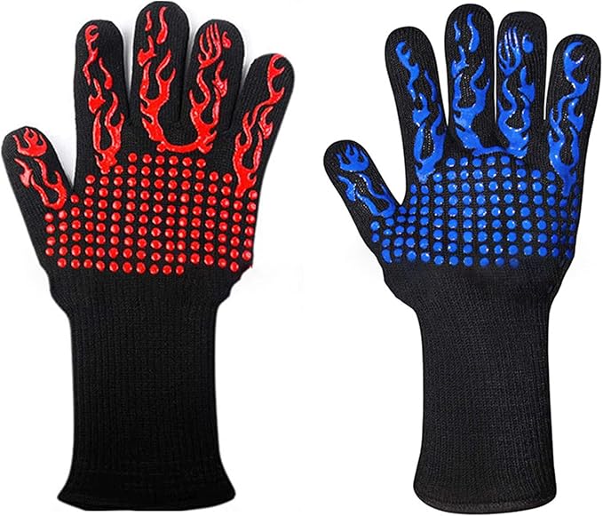 BBQ Oven Mitts Anti-Scald Gloves Heat and Slip Resistant Cooking Gloves Insulated Mitts Kids Adults Silicone Oven Mitts