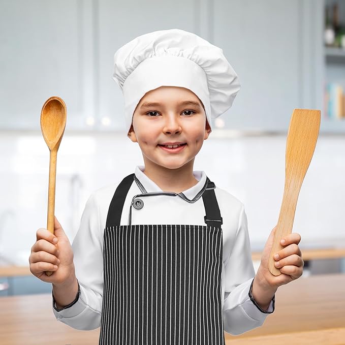 3 Pack Stripes Kids Apron, Adjustable Kids Cooking Aprons with 2 Pockets, Cute Chef Baking Aprons for Boys and Girls