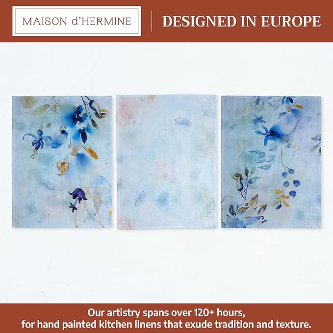 Maison d' Hermine Kitchen Towels Set of 3 100% Cotton 27.50" x 20" Reusable Cloth Tea Dish Towels Absorbent with Hanging Loop for Kitchen Gifts for Mothers Day Spring/Summer (Lazy Summer Days)