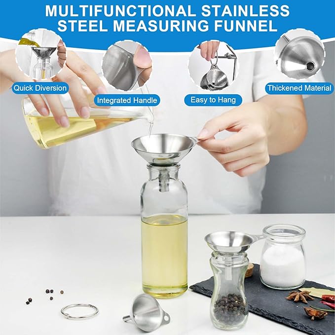 Measuring Cups and Spoons Set 22 Piece, 11 Stainless Steel Nesting Measuring Spoons and Cups with 4 Plastic Measuring Cup, 3 Funnel, 3 Brush, 1 Ruler, Measuring Cup Set for Kitchen Baking Liquid Dry