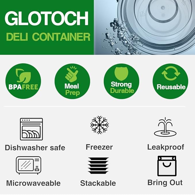 Glotoch 24oz Meal Prep Containers with Lids(50-Pack), Food Storage Containers, Reusable BPA-Free Plastic Containers, Microwave, Freezer and Dishwasher Safe, Stackable Portion Control Containers