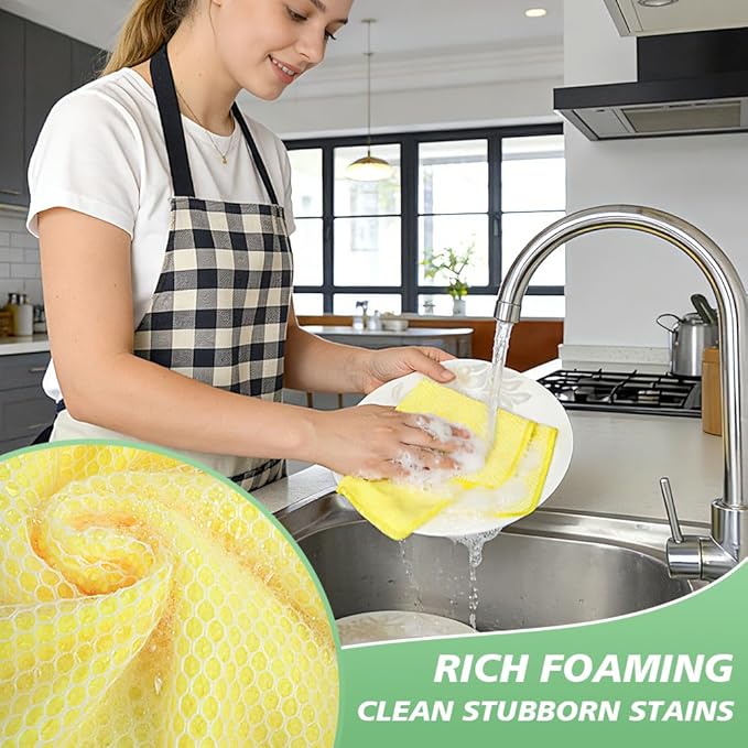 SINLAND Microfiber Dish Cloths for Washing Dishes Towels Best Kitchen Washcloth Cleaning Rags Cloths with Poly Scour Side - Used for Plates, Bowls and Dishes, 5 Color Assorted 12inchx12inch 10pack