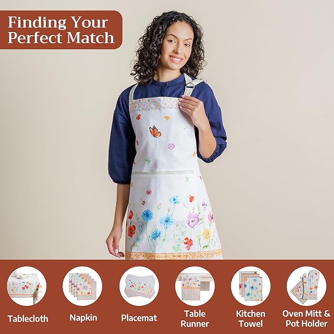 Maison d' Hermine 100% Cotton Apron for women with Pocket Kitchen Chef Apron for Men Cooking Mothers Day Gifts