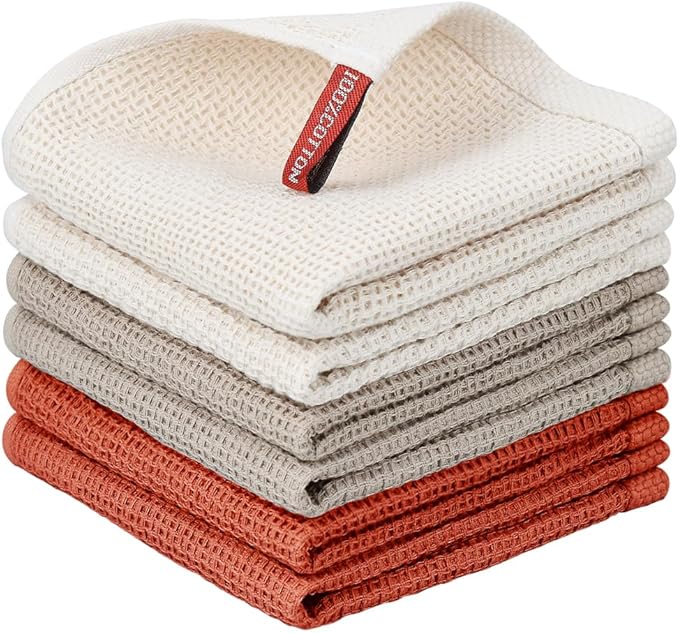 Nialnant 6 Pack Dish Cloths,Soft Absorbent Quick Drying Dish Towels for Drying Dishes,Dish Rags,Cleaning Rags-12x12 Inch