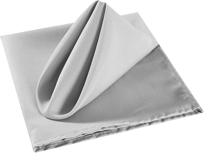 Cloth Napkins 17x17 inch Washable Polyester Dinner Napkins Soft Table Napkins for Wedding Party Dining Banquet(Silver,50PCS)