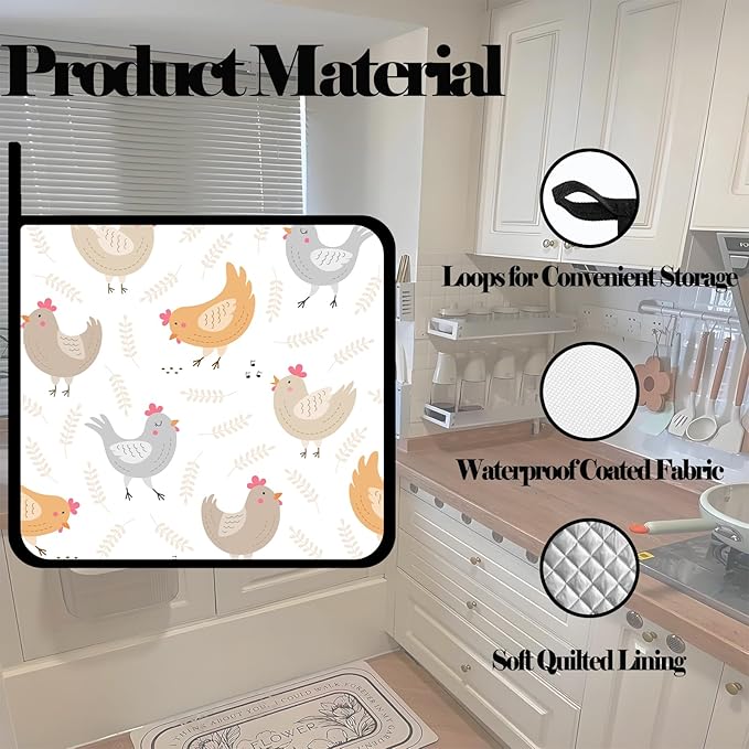 Cartoon Rooster Pot Holders Set of 2,Kitchen Heat Resistant Potholders for Microwave Cooking Baking Oven and BBQ Gifts for Women