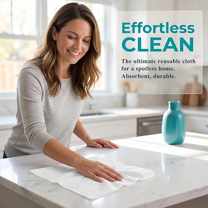 Disposable Dish Cloth and Cleaning Handi Wipes, 100ct, Multi-Use Rags for Kitchen, Bathroom and Windows, White