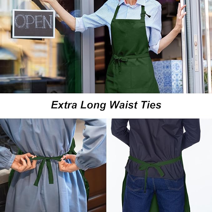 15 Pcs Adult Aprons Bulk with Pockets Adjustable Bib Chef Apron for Women Men Painting Cooking Crafting (S/L)