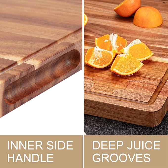 24 Inch XXL Countertop Cutting Boards, Extra Large Chopping Board for Kitchen, Butcher Block Carving Board for BBQ, Turkey, Meat, Large Charcuterie Board with Handles, Juice Groove