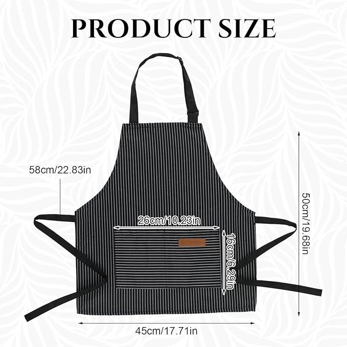 3 Pack Stripes Kids Apron, Adjustable Kids Cooking Aprons with 2 Pockets, Cute Chef Baking Aprons for Boys and Girls