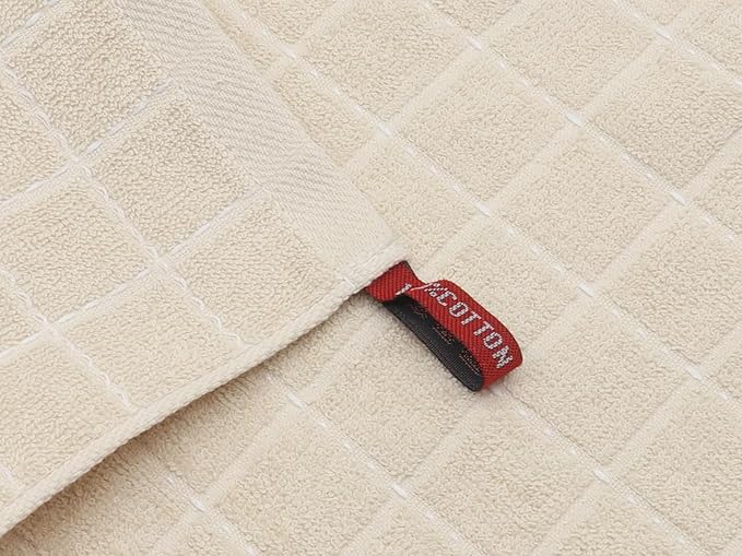 Cotton Terry Dish Cloths, Absorbent Dish Towels for Kitchen Drying, Soft Wash Cloths Multipurpose Dish Rags for Washing Dishes, 12 x 12 Inches, Set of 6 (Beige)