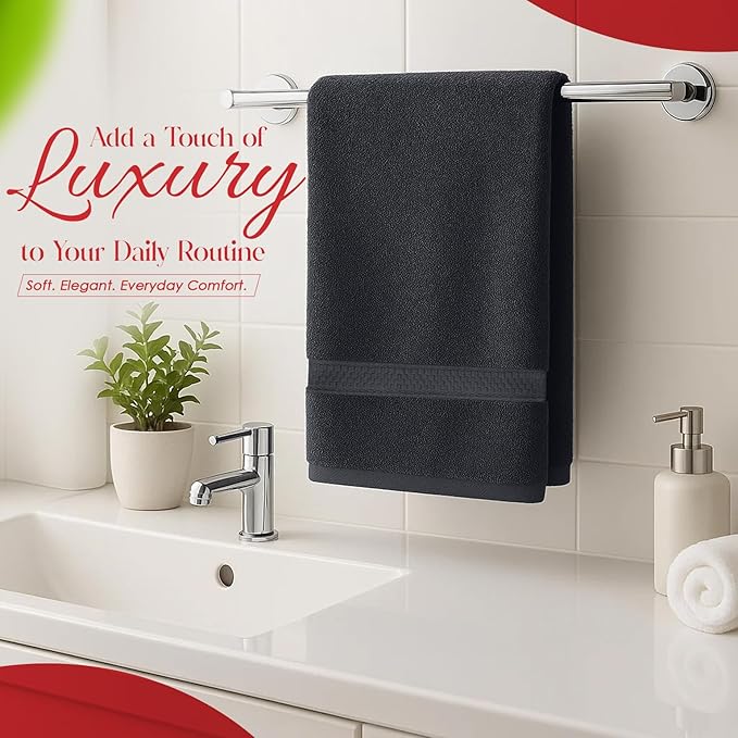 RIVERSIDE 6 Pack Premium Hand Towels Set, 16x28 inches, 100% Ring Spun Cotton, 600 GSM, Soft, Quick Dry and Highly Absorbent, Towels for Bathroom, Kitchen, Gym, Spa - (Charcoal Gray)