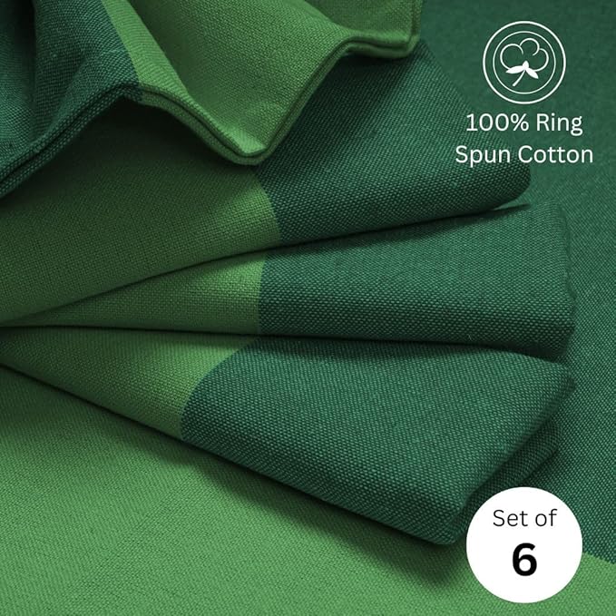 Set of 6 Cloth Dinner Napkins 100% Cotton - Soft Durable Washable - for Dining Parties Weddings Christmas Easter and Everyday Use Farmhouse Table Cloth Napkins 18x18 Inch Green