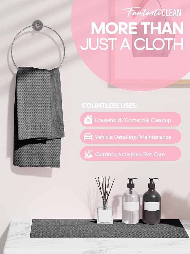 Fantasticlean Large Microfiber Cleaning Cloth Roll - 18'' by 12'', 36 Sheets, Thick, Super Absorbent and Reusable Rags, Daily Cleaning Supplies for Vehicle...(DimGrey)