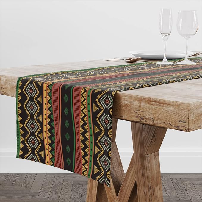Traditional African Tribal Table Runner, African Table Runner Decor for Dinning Room Kitchen Home Vintage Pattern Table Runner Decorations for Holiday Party, Housewarming Gifts for Ideas, 13X72Inches