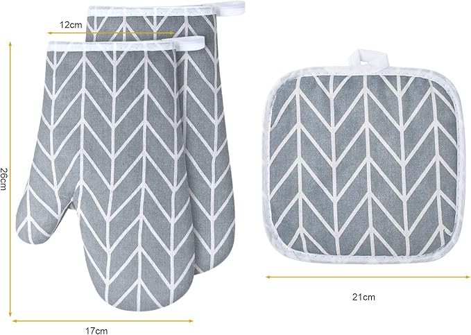 AUAUY Oven Mitts and Pot Holders 6PCS Set, 392°F Heat Resistant Cooking Gloves and Hot Pads Baking Mittens BBQ Gloves, Top Kitchen Gadgets, Non-Slip Kitchen Mittens for Oven Cooking Baking Grilling