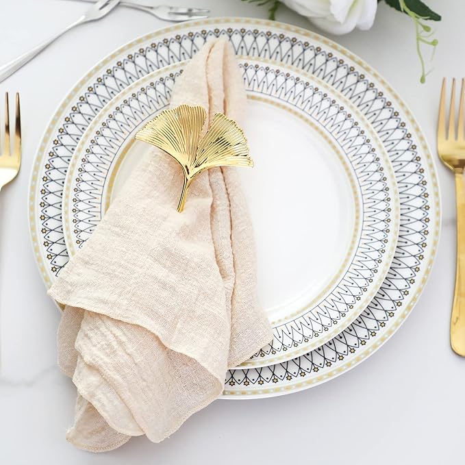 Dinner Cloth Napkins 10 Pack,Gauze Napkins 100% Natural Soft Cotton,Washable Napkins Great for Weddings Decorative,Dinner Parties,Family Everyday Use,40 * 40cm (16 * 16 inches),Beige