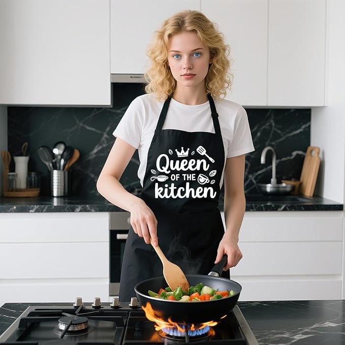Funny Aprons for Women with 2 Pockets, Adjustable Water Resistant Cooking Apron Gifts for Christmas Mother's Day