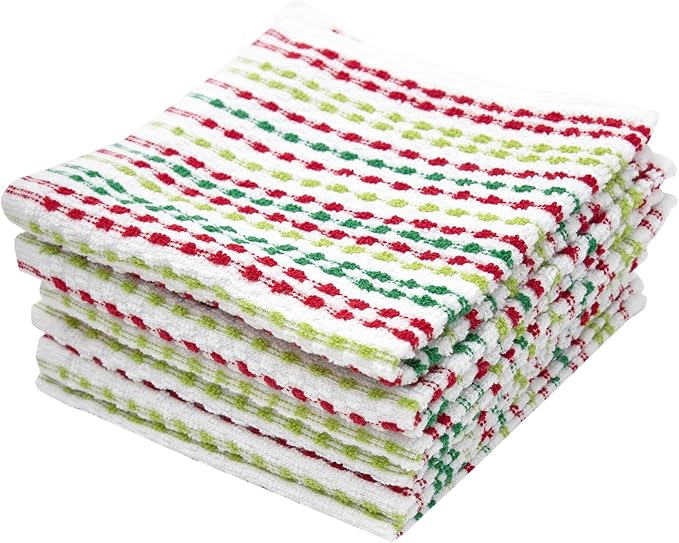 Ritz Pebble Bar Mop Towels: Highly Absorbent and Super Soft, 100% Cotton, Durable Super Absorbent Kitchen Bar Towels for Wiping Tables and Counters, 12x12, 6-Pack, Holiday