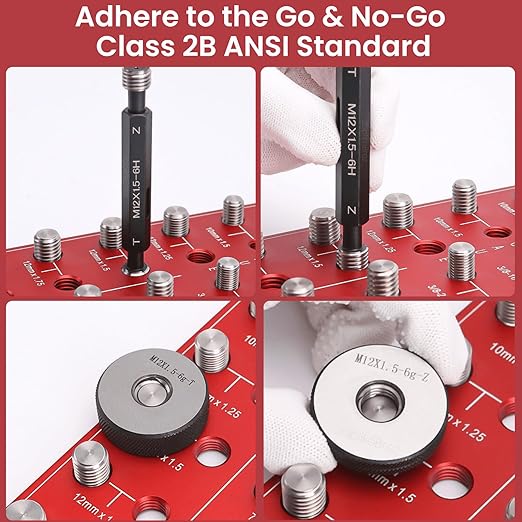 Thread Checker, 76 Nut and Bolt Thread Checker, 28 Standard & 28 Metric & 20 Drill Bit Gauge, Bolt Size Finder, Wall-Mountable Bolt Thread Identifier Gauge with Inch & CM Ruler