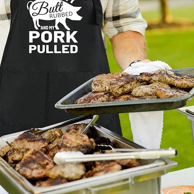 ZOORON Funny Cooking Chef Apron with Pockets BBQ Kitchen Work Aprons Birthday Father’s Day Grilling Gifts for Dad, Husband