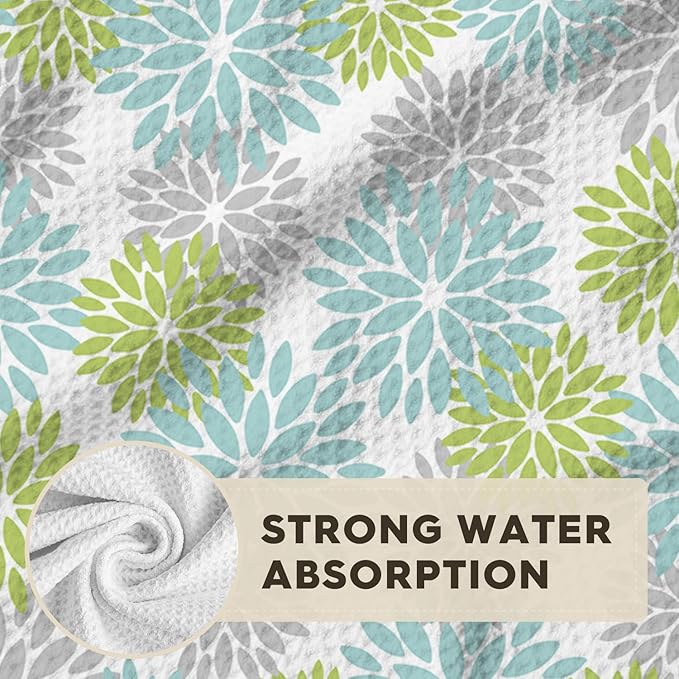 Artoid Mode Light Blue Dahlia Floral Kitchen Dish Cloths, 12x12 Inch Quick Dry Microfiber Dishcloths for Kitchen Premium Dish Rags Set of 2