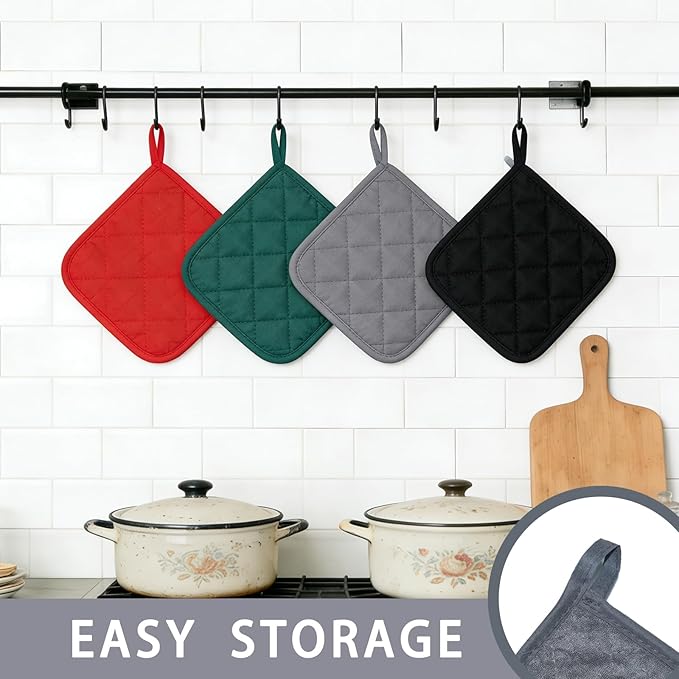 4 Pack Pot Holders for Kitchen Clearance Oven Potholders Sets for Kitchens Hot Pads for Kitchen Countertops Heat Resistant Grey