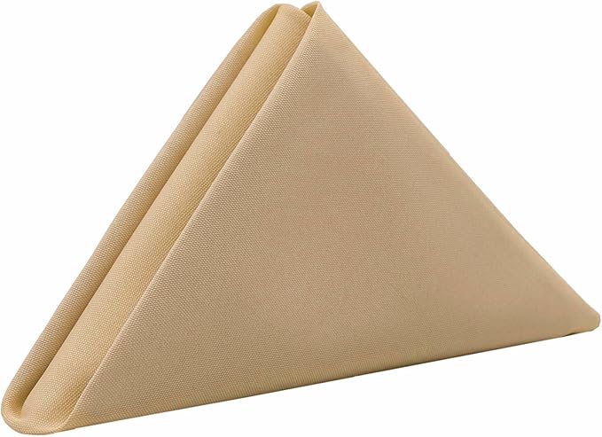 Your Chair Covers Cloth Polyester Napkins, 20 x 20 Inch, Washable Dinner Fabric Linen Napkins with Hemmed Edges for Restaurant, Wedding and Holiday Pack of 10 (Champagne)