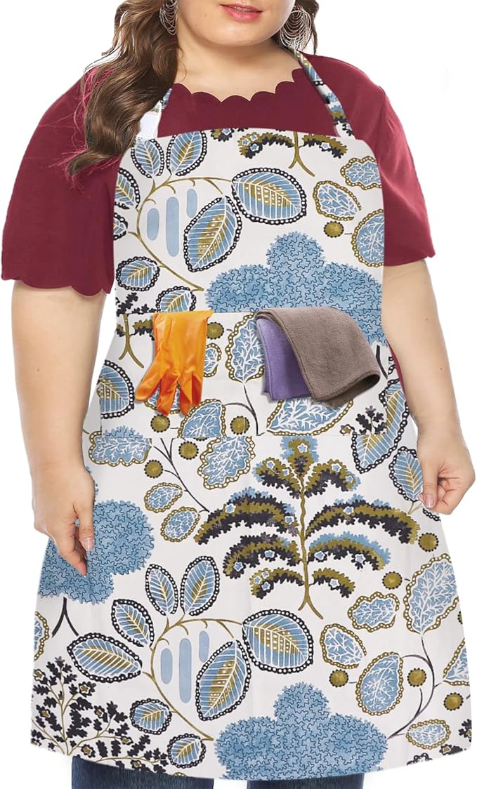 LOLOMLO Oversize Canvas Cotton Apron, Extra Large Aprons with Long Strap, Adjustable Neck Tear Resistant Plus Size aprons
