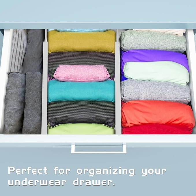 4 Pack Bamboo Drawer Dividers 2.6" High, Adjustable Length from 12 Inch to 17 Inch, Expandable Kitchen Drawer Organizer Separators for Clothes, Kitchen, Bedroom, Dresser, Office (White)