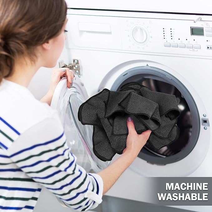Tanlade Cleaning Cloth Dry Erase Cloth Cleaning Rags Reasonable Kitchen Towels Microfiber Towels Cars Wash(6 x 6 Inch,Black,30 Pcs)