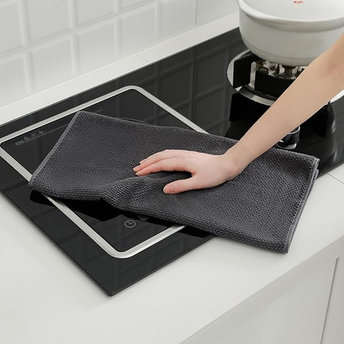12 Pack Kitchen Towels and Dishcloths Set, 100% Cotton Soft and Absorbent Kitchen Towels 16 x 25 inche & 13 x 13inche Dishcloths