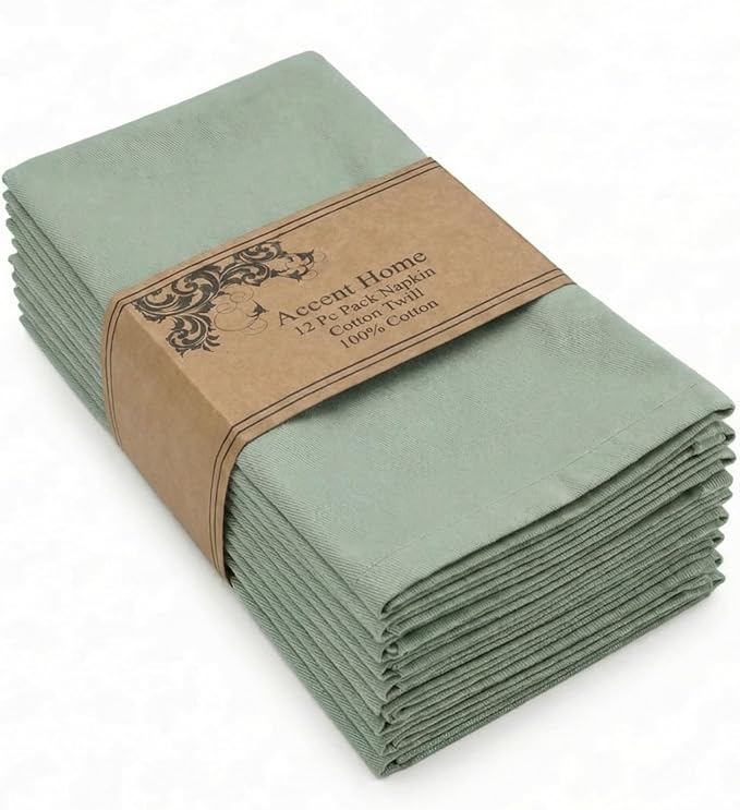 ACCENTHOME Accent Home 100% Cotton Napkins, Delicate Cloth Napkins for Dinners, Parties and Weddings，18 x 18 Inch Set of 12 - Teal
