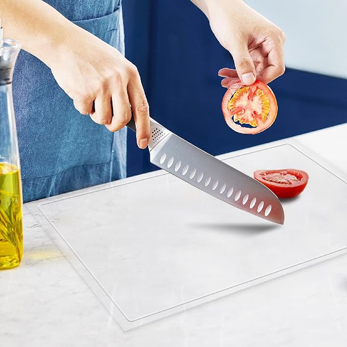 Acrylic Cutting Board with Juice Groove, Clear Cutting Board with Counter Lip, Cutting Boards for Countertop Protector, Non-Slip Dough Mat, Kitchen Decor Gadgets House Warming Gifts(24"x18")