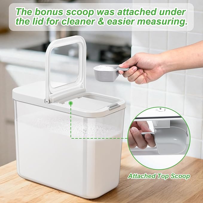 TBMAXS Rice Flour Storage Container - 12.7 Qt | 25 Lbs Crystal-Clear Plastic Food Storage Container Bin with Pop-up Lid for Grains Beans, Dry Food Holder for Kitchen Pantry Organization and Storage