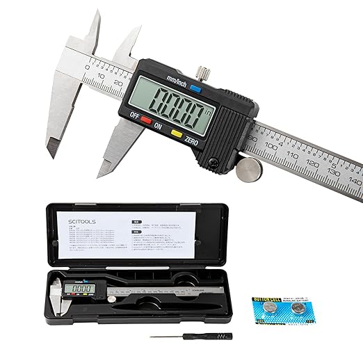 Digital Caliper 0-12" Measuring Tool with Metal Ruler, Micrometer Caliper with Auto-Off Feature, Interchangeable Between inches and millimeters for DIY/Household and 3D Printing, Black