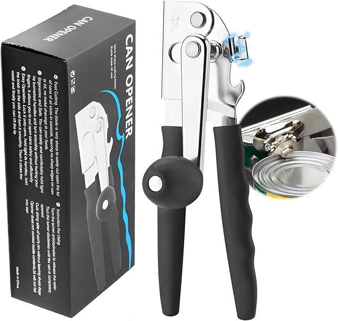 Commercial Can Opener Manual Heavy Duty Stainless Steel Handheld Smooth Edge Can Opener for Seniors for Kitchen