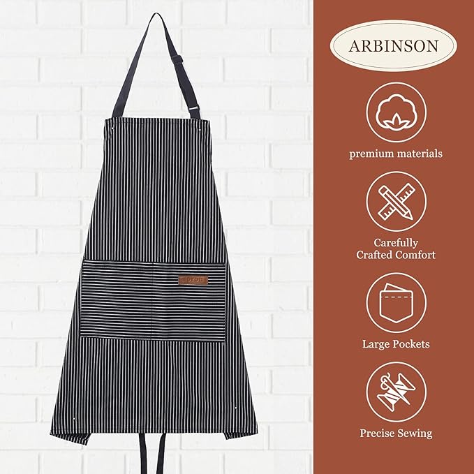 2 Pack Cooking Aprons Adjustable Bib Apron for Women with 2 Pockets, Kitchen Restaurant Men Chefs Aprons